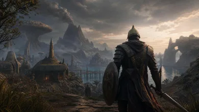 AI-generated editorial image for Morrowind and Elden Ring Mix Again in a 22-Minute Mod Video