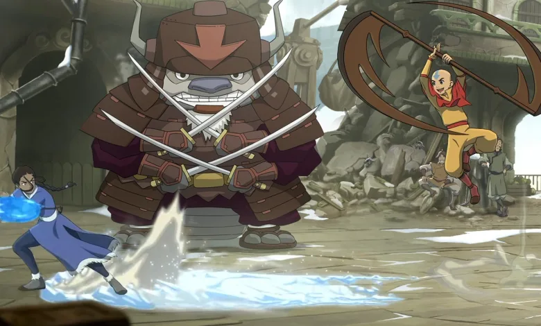 Avatar Legends: The Fighting Game battle scene in the Spirit Wilds stage