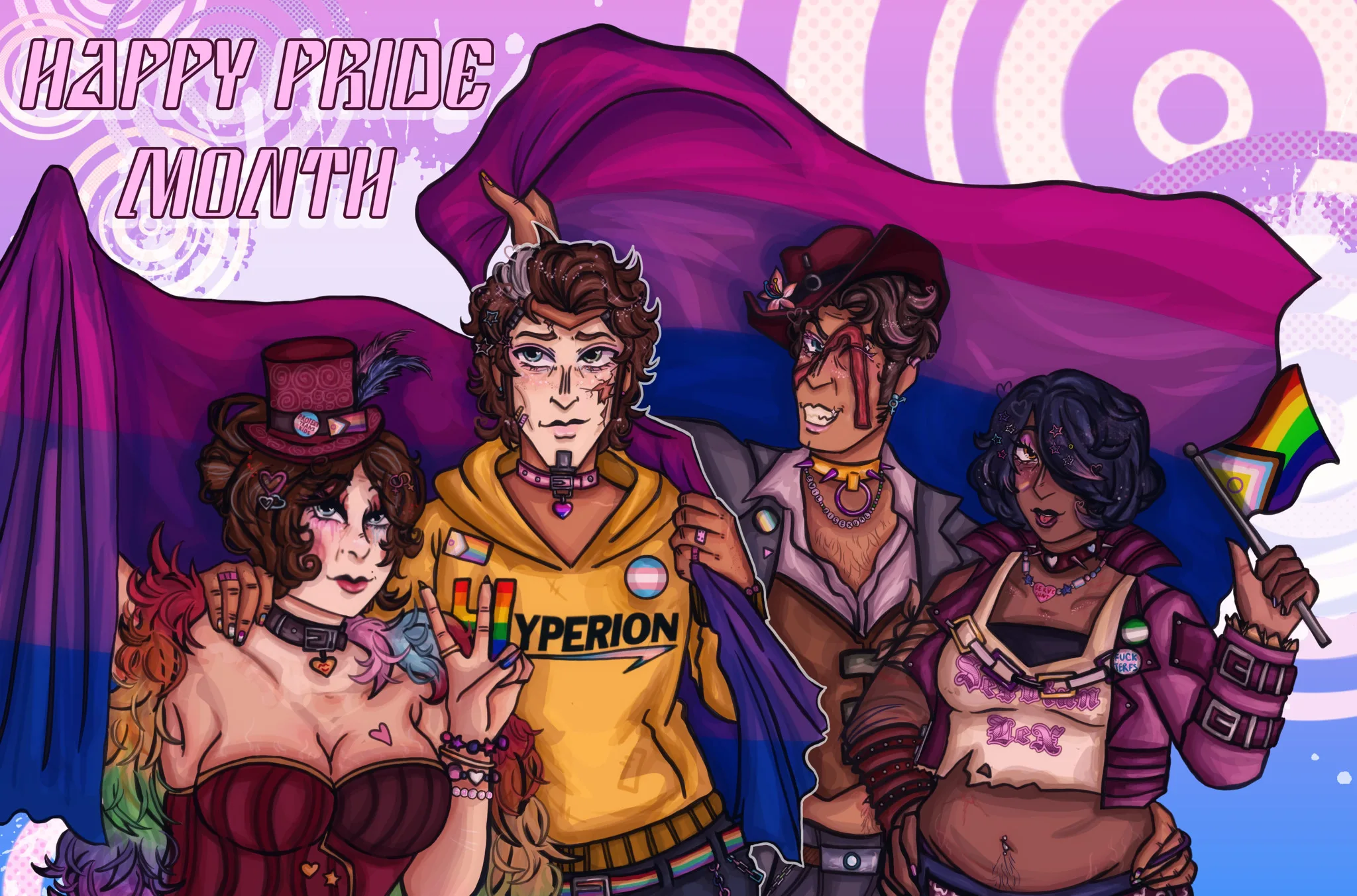 Borderlands-inspired fan art with a Pride Month theme
