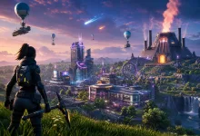 AI-generated editorial image for Fortnite OG Season 9 lands June 25, and the island goes futuristic again
