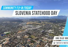Microsoft Flight Simulator's June 25 note pairs an active beta with a Slovenia fly-in