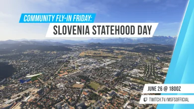 Microsoft Flight Simulator's June 25 note pairs an active beta with a Slovenia fly-in