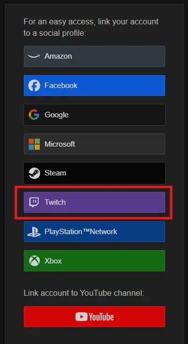 Wargaming.net Account Management page showing Twitch connection
