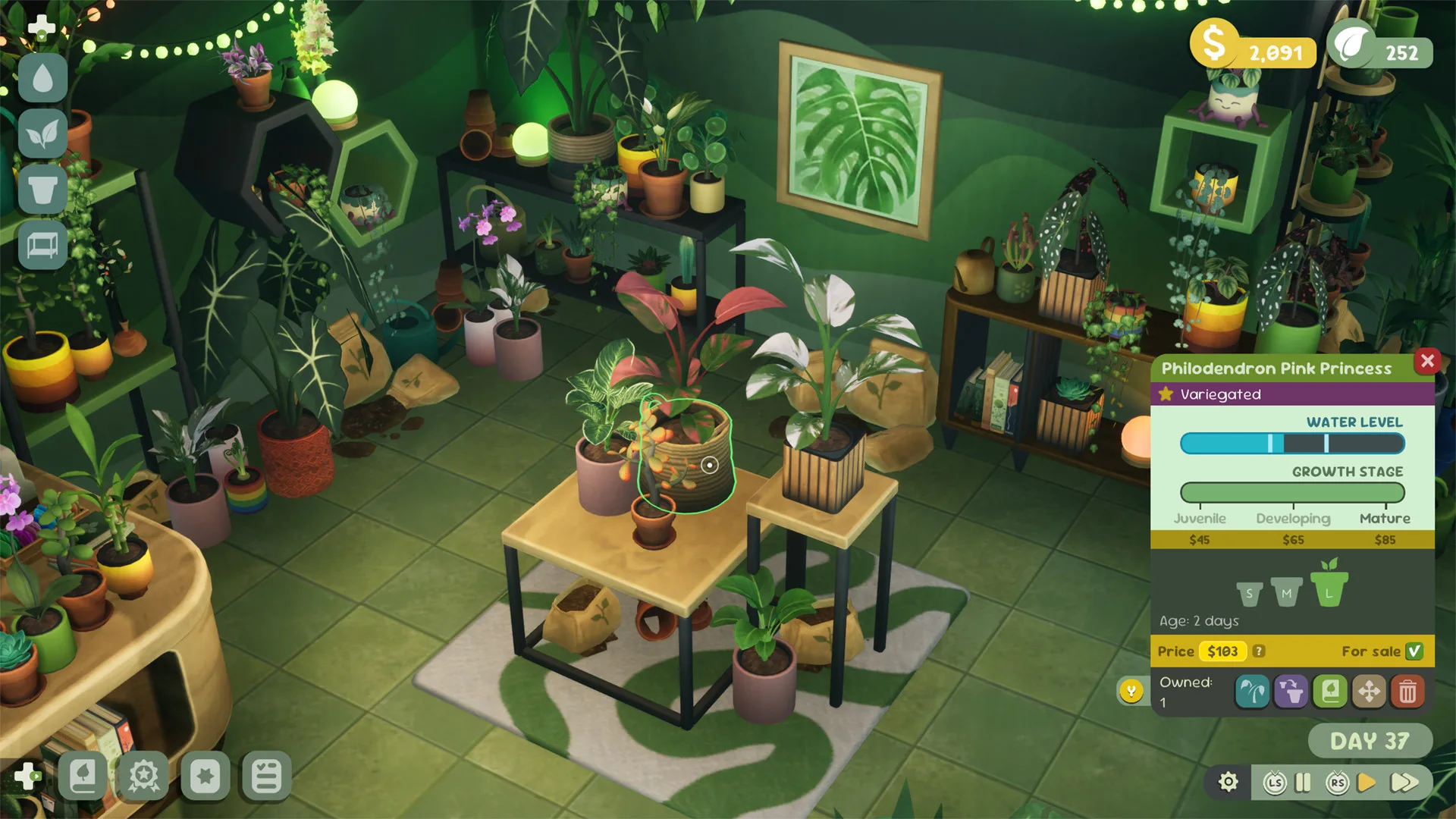 A Leafy Corner plant shop with a customer request on screen