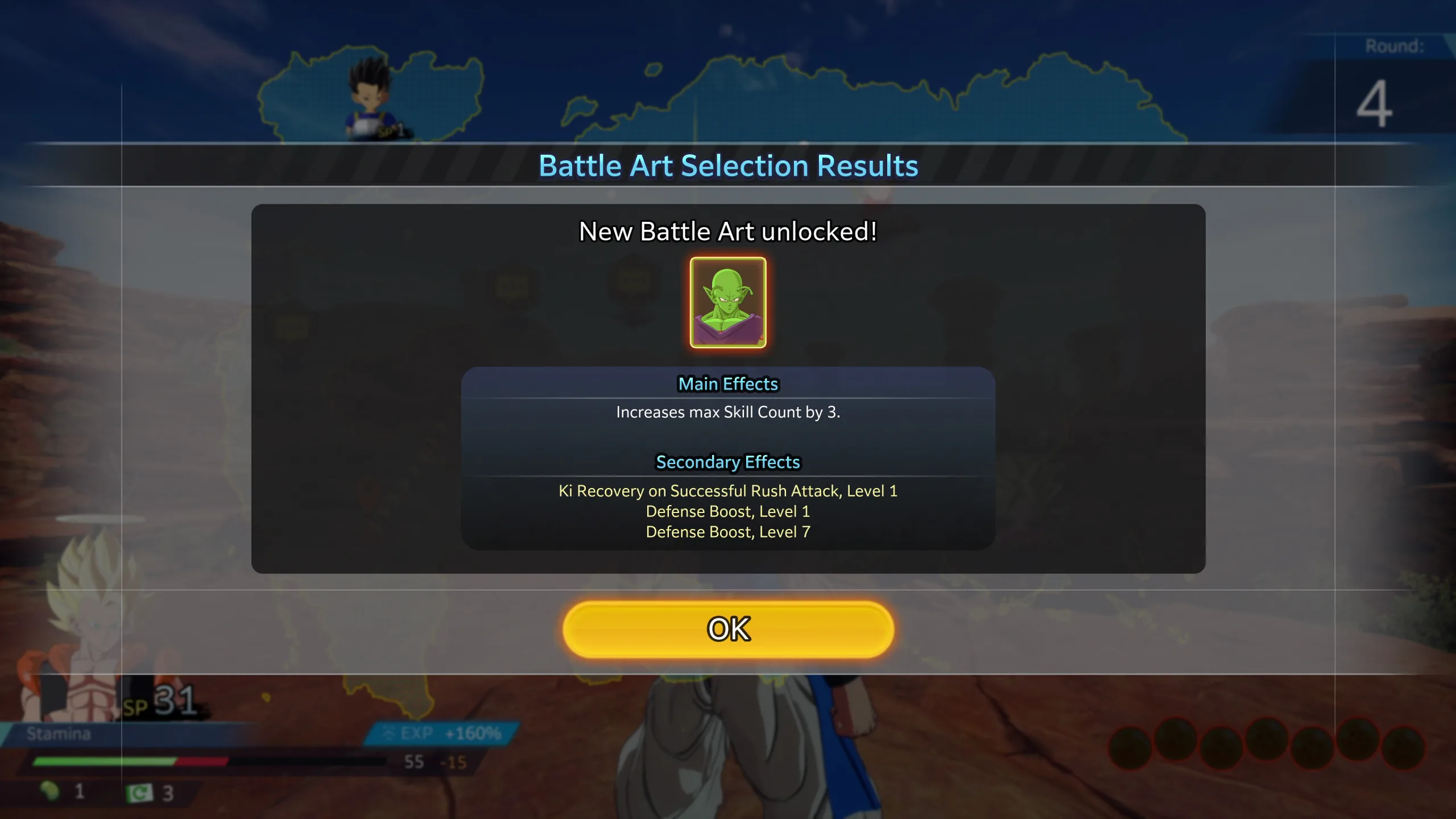 Battle Art selection results in Dragon Ball: Sparking Zero