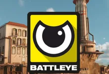 BattlEye logo displayed over a SAND: Raiders of Sophie game scene