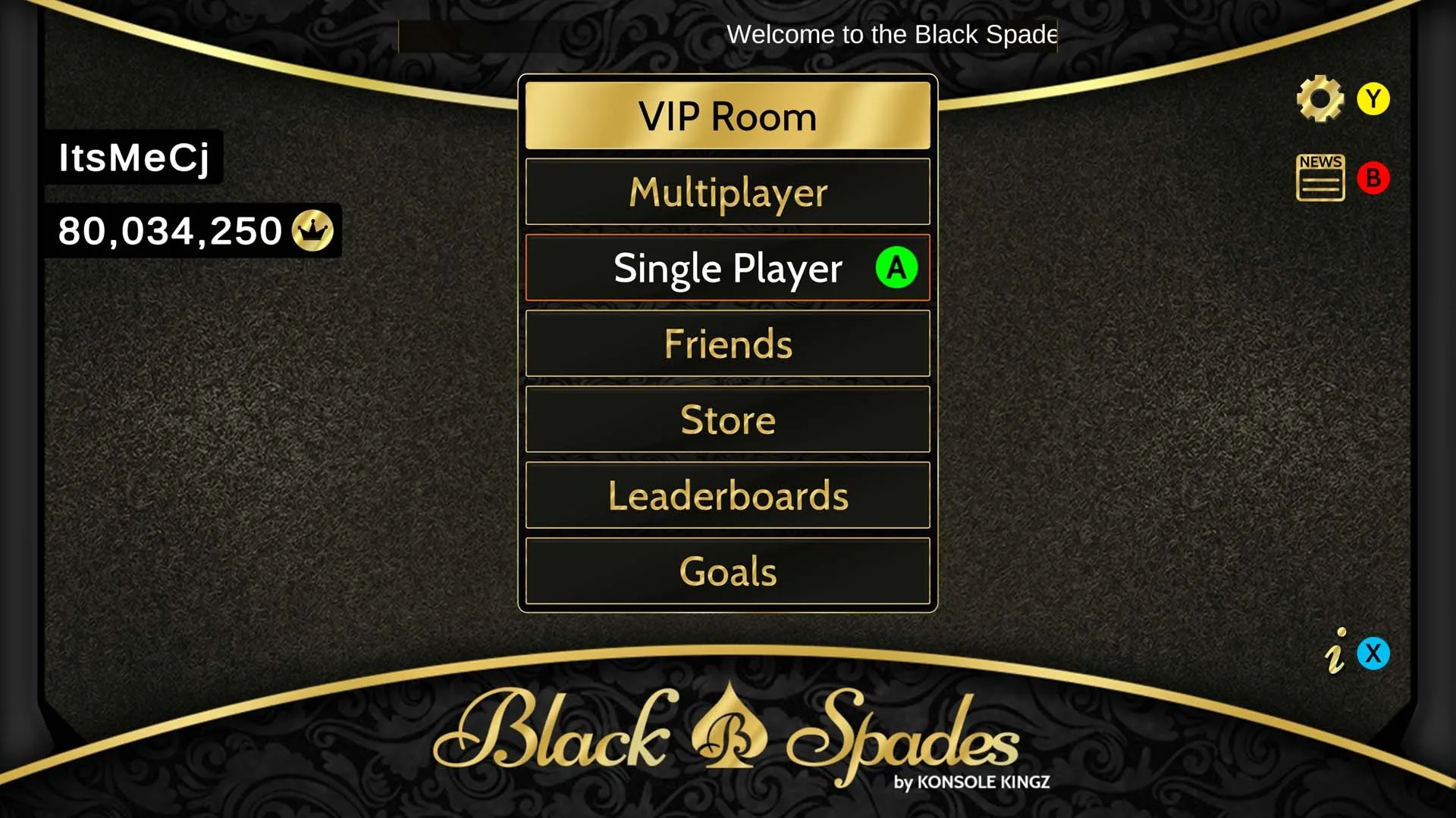 Black Spades main menu