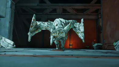 The Bio-Bulkhead stands inside an industrial arena in Borderlands 4