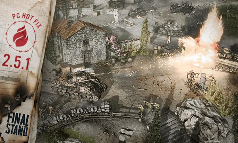 Company of Heroes 3 Final Stand battlefield artwork labeled PC Hot Fix 2.5.1