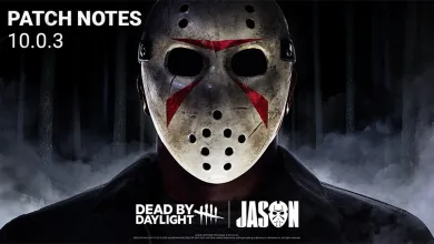 Jason Voorhees wearing a hockey mask in Dead by Daylight 10.0.3 patch notes artwork