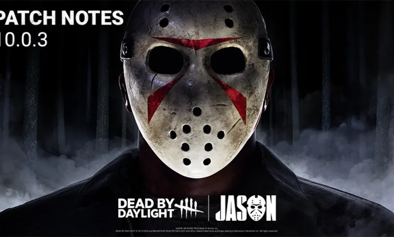 Jason Voorhees wearing a hockey mask in Dead by Daylight 10.0.3 patch notes artwork