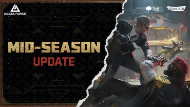 Delta Force artwork announcing the Mid-Season Update with two characters in combat