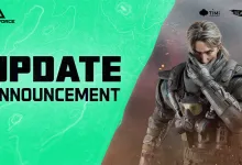 Delta Force update announcement graphic showing an armored operator beside large UPDATE ANNOUNCEMENT text
