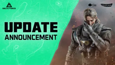 Delta Force update announcement graphic showing an armored operator beside large UPDATE ANNOUNCEMENT text