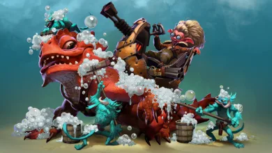 Dota 2 characters covered in soap bubbles during the Summer Scrub