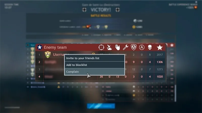 Enlisted scoreboard complaint menu