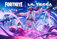 Lil Tecca performs in Fortnite Festival amid colorful in-game effects