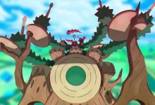 Gigantamax Rillaboom towering among trees in Pokémon GO