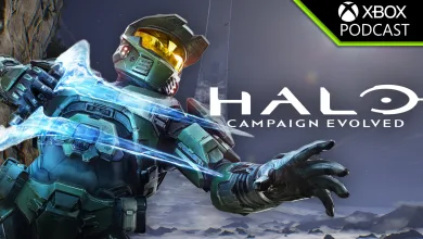 Armored Halo soldier surrounded by blue energy beside the Halo: Campaign Evolved title
