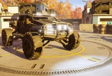 The Supply FRV parked on a circular platform in a Helldivers 2 facility