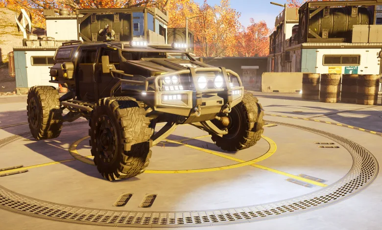 The Supply FRV parked on a circular platform in a Helldivers 2 facility