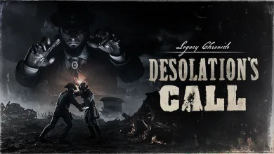 Desolation's Call Legacy Chronicle artwork for Hunt: Showdown 1896, showing figures in a dark battlefield scene beneath the title