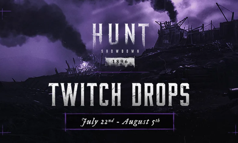 Hunt: Showdown 1896 Twitch Drops promotional artwork showing the campaign dates July 22nd to August 5th
