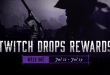 Dark Hunt: Showdown 1896 artwork announcing Twitch Drops Rewards for Week One from July 22 to July 29