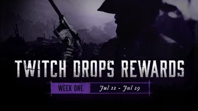 Dark Hunt: Showdown 1896 artwork announcing Twitch Drops Rewards for Week One from July 22 to July 29