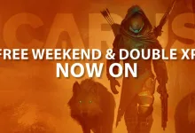 ICARUS character standing with two animals beneath text reading Free Weekend & Double XP Now On