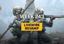 Two armored Icarus operatives pose with weapons beneath the text Week 243 Livewire Revamp
