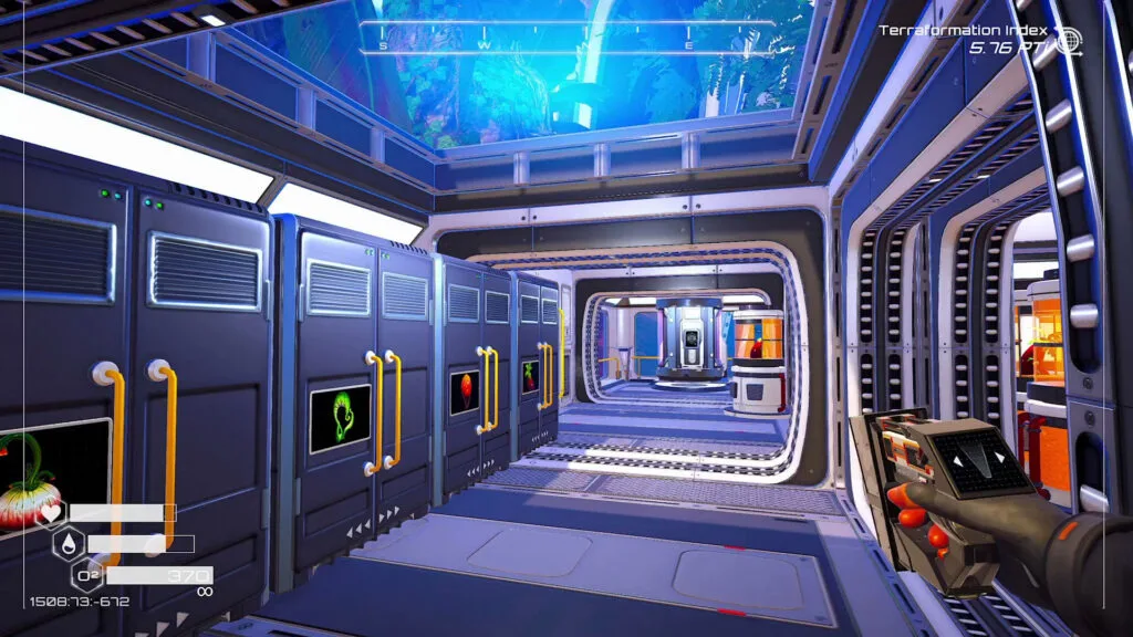 Interior base corridor in The Planet Crafter
