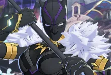 Masked Marvel Tōkon: Fighting Souls character holding a sword in front of a white-haired fighter