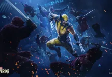 Wolverine leaps into combat against multiple enemies while holding his claws ready