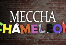 Meccha Chameleon logo displayed against a brick wall
