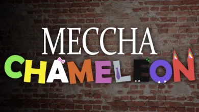 Meccha Chameleon logo displayed against a brick wall