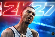 Victor Wembanyama in a basketball jersey beneath the NBA 2K27 logo