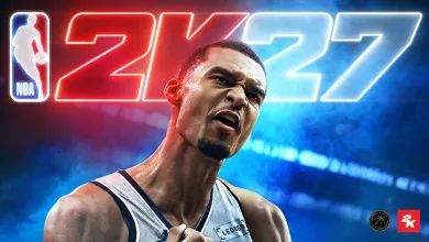 Victor Wembanyama in a basketball jersey beneath the NBA 2K27 logo