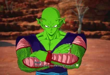 Piccolo crosses his arms in a rocky arena in Dragon Ball: Sparking Zero
