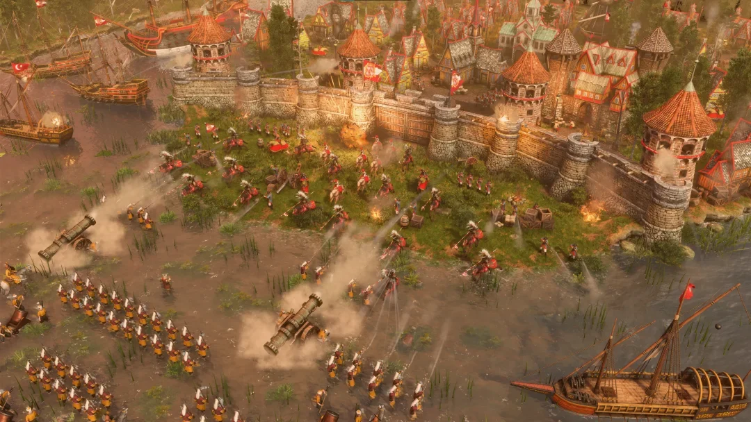 Polish forces attacking a fortified settlement with cavalry and artillery