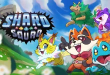 Colorful Shard Squad monsters gathered beneath the game's logo in a bright outdoor scene