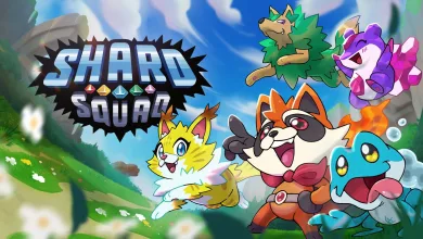 Colorful Shard Squad monsters gathered beneath the game's logo in a bright outdoor scene