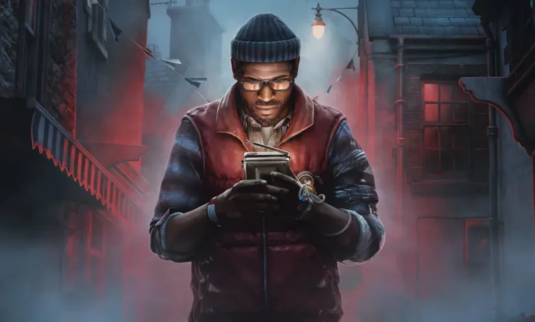 Silent Hill: Townfall protagonist checks a handheld device in a foggy town