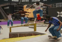 Players skating together in an X Games San Van activity.