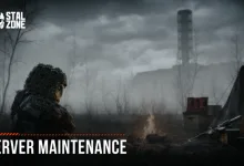 STALZONE soldier standing in a foggy landscape beneath the words Server Maintenance