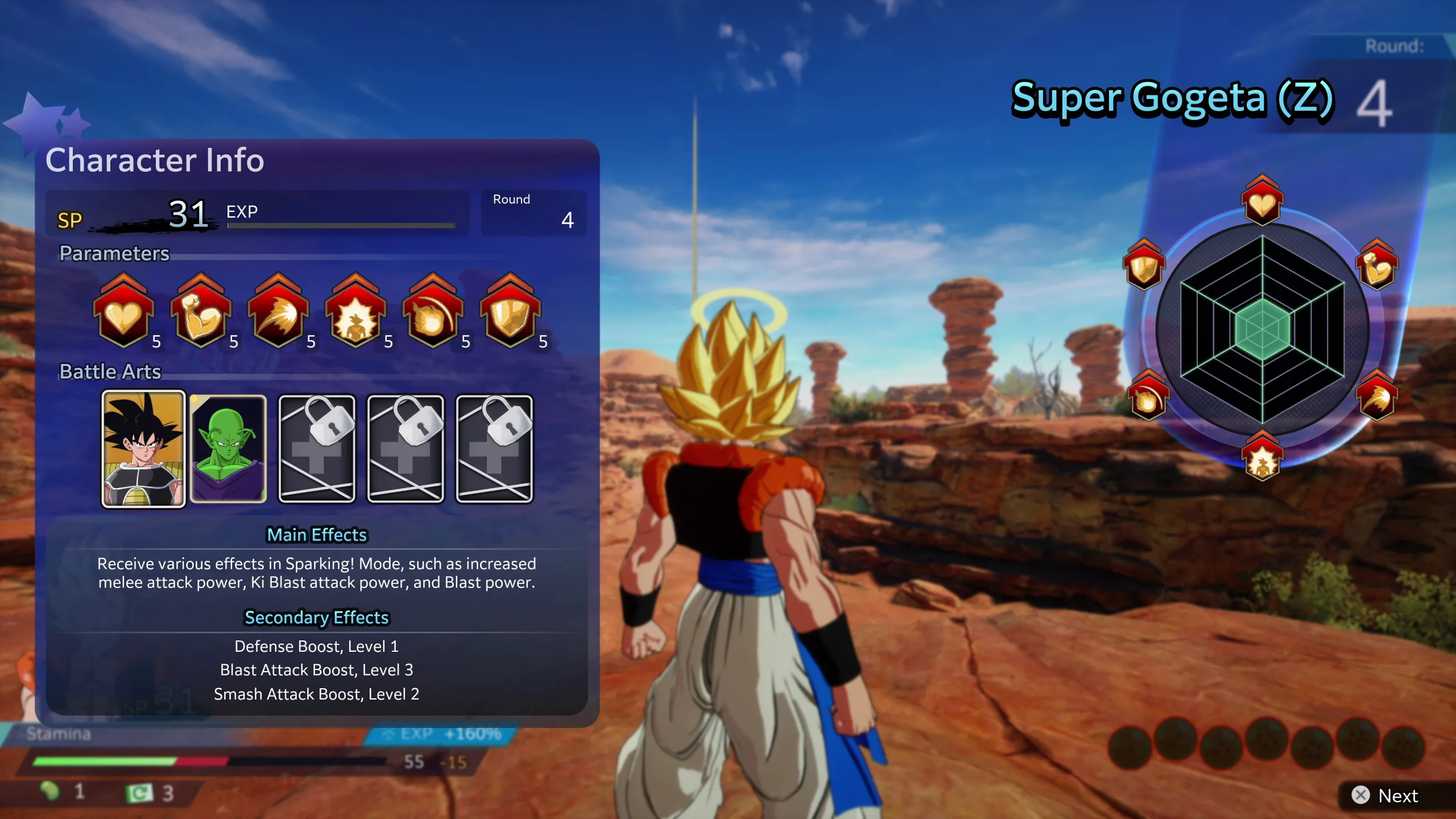 Super Gogeta character information and Battle Arts in Dragon Ball: Sparking Zero