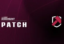 The First Descendant PATCH graphic with the game's logo and red patch emblem