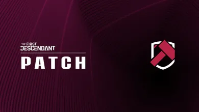 The First Descendant PATCH graphic with the game's logo and red patch emblem