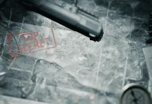 A top-secret stamp appears on a weathered technical document beside equipment and a magnifying glass.
