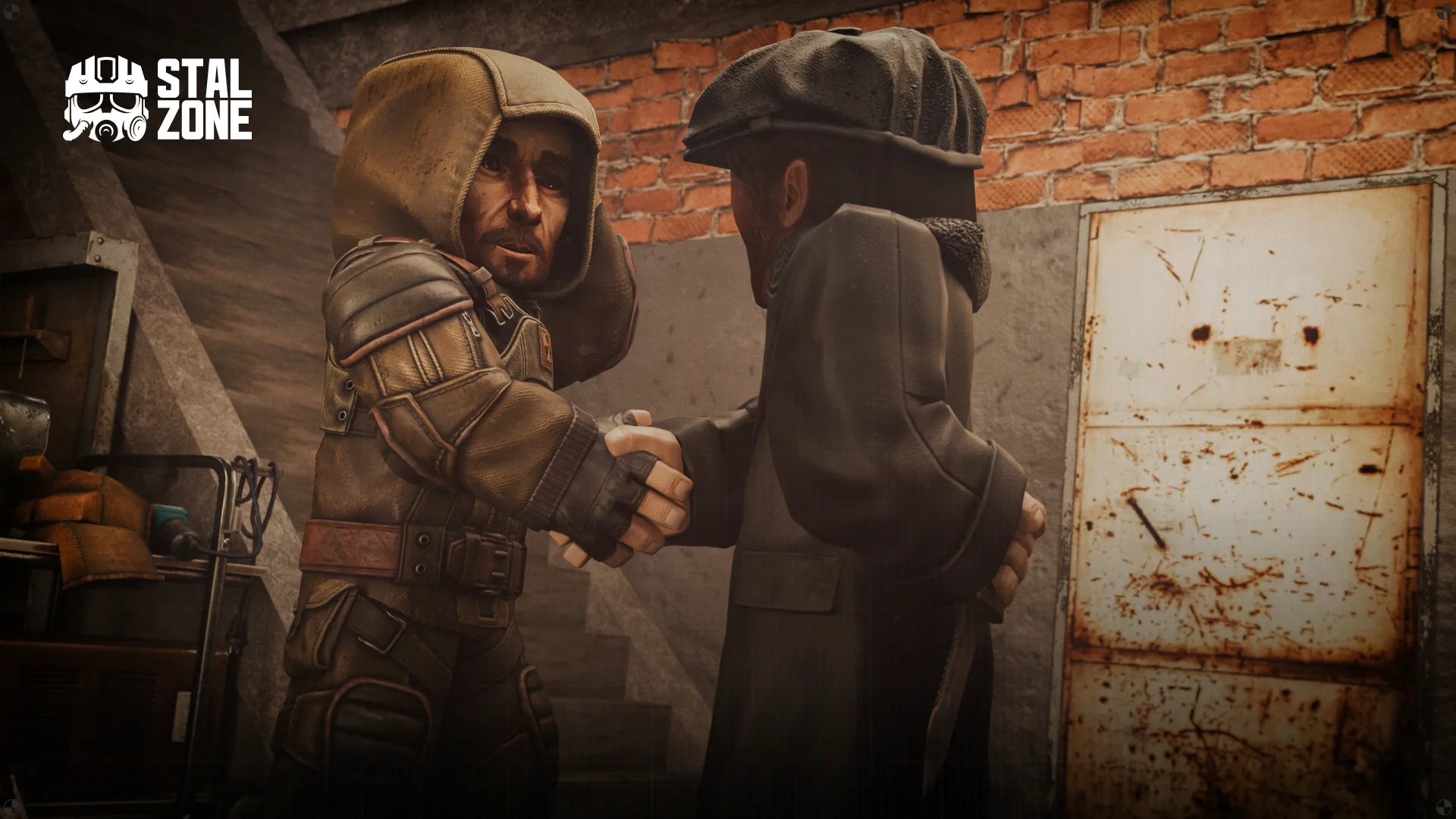 Two STALZONE characters meeting during an in-game trade